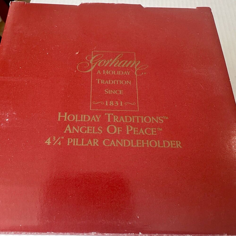 Gorham Angels of Peace Crystal Holiday Traditions Pillar Candleholder 4 3/4" H - Picture 2 of 8
